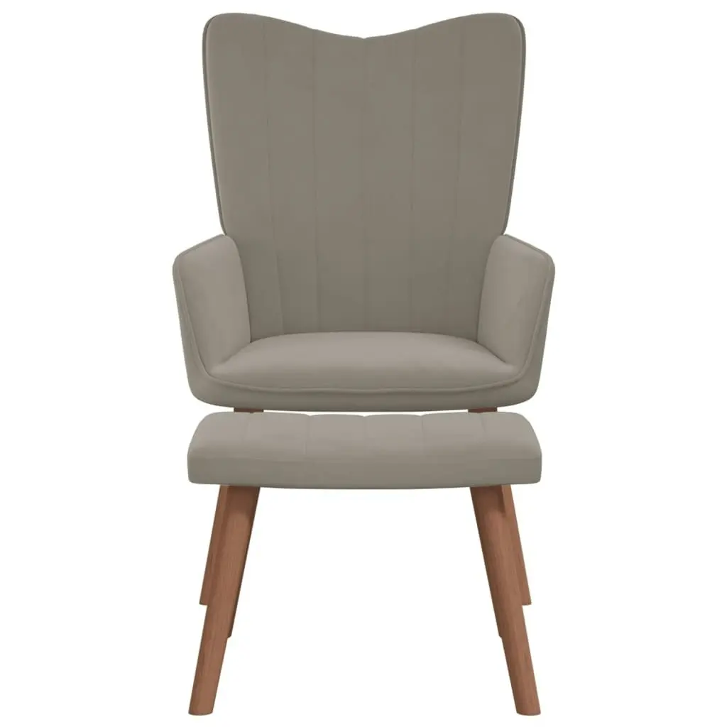 Relaxing Chair with a Stool Light Grey Velvet 327666