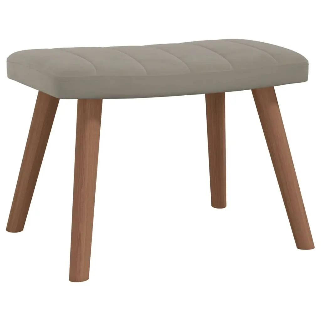 Relaxing Chair with a Stool Light Grey Velvet 327666