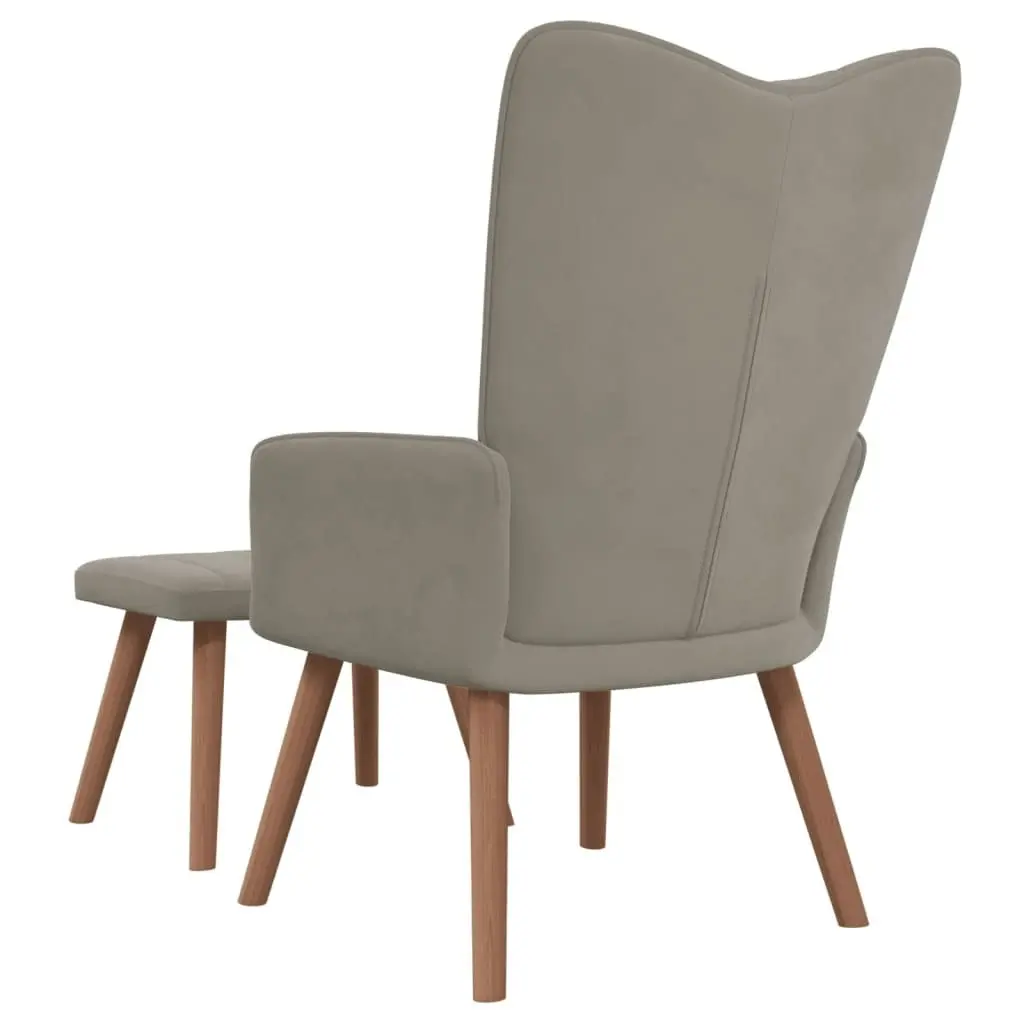 Relaxing Chair with a Stool Light Grey Velvet 327666