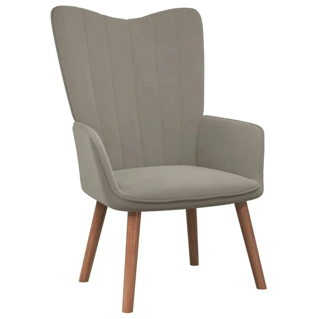 Relaxing Chair with a Stool Light Grey Velvet 327666