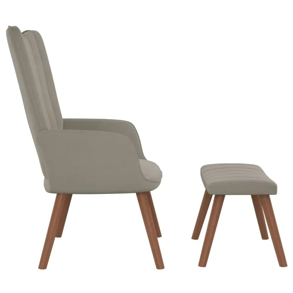 Relaxing Chair with a Stool Light Grey Velvet 327666