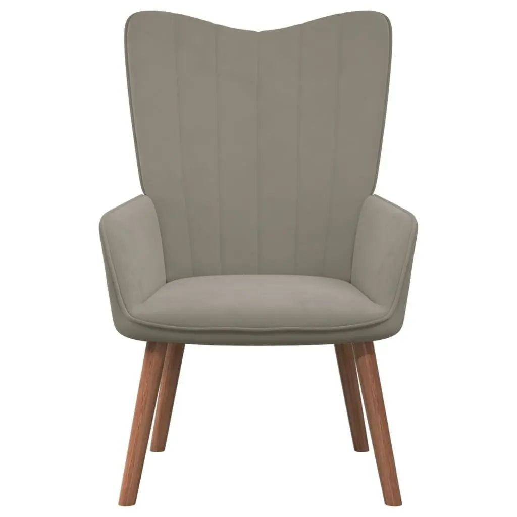 Relaxing Chair with a Stool Light Grey Velvet 327666