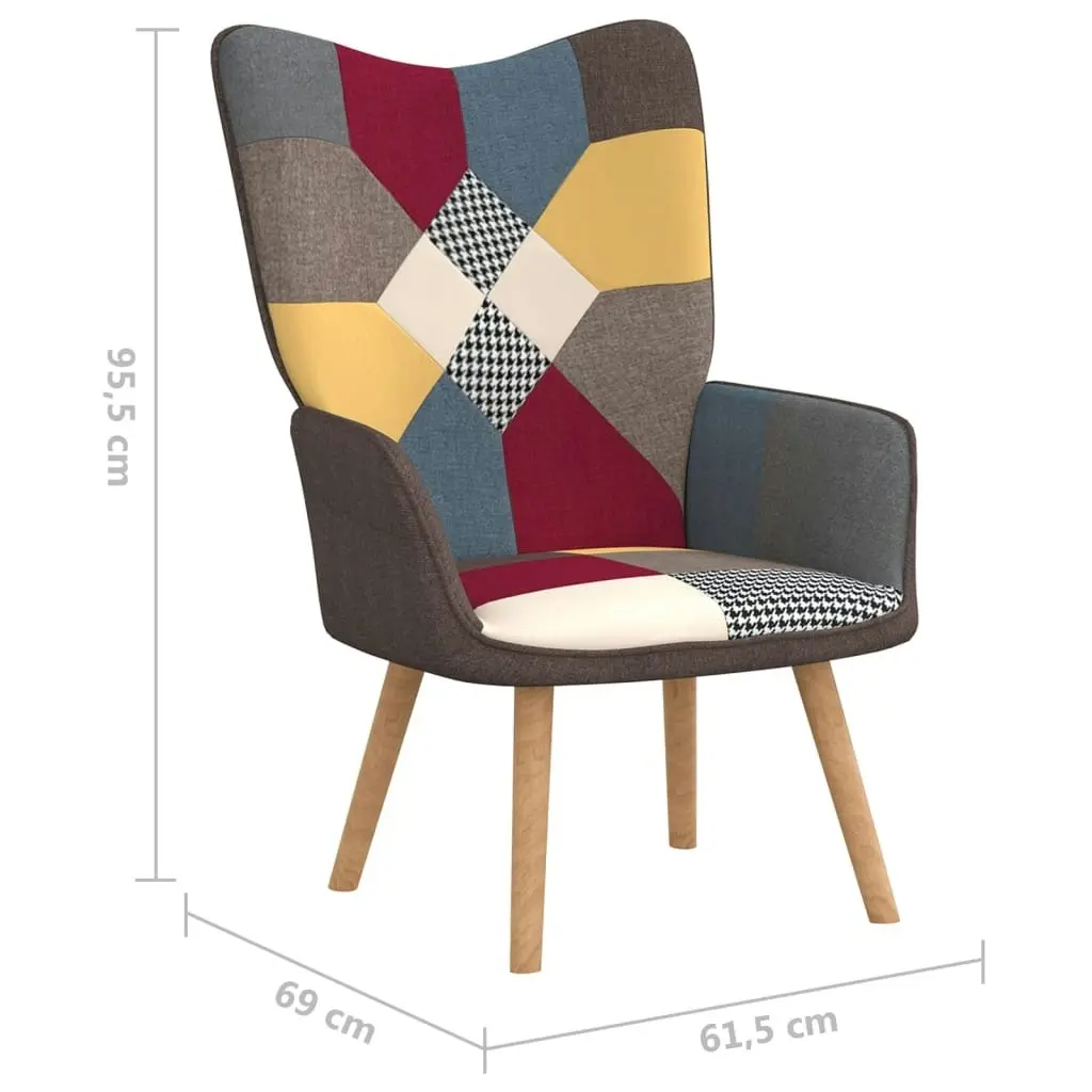 Relaxing Chair with a Stool Patchwork Fabric 328184