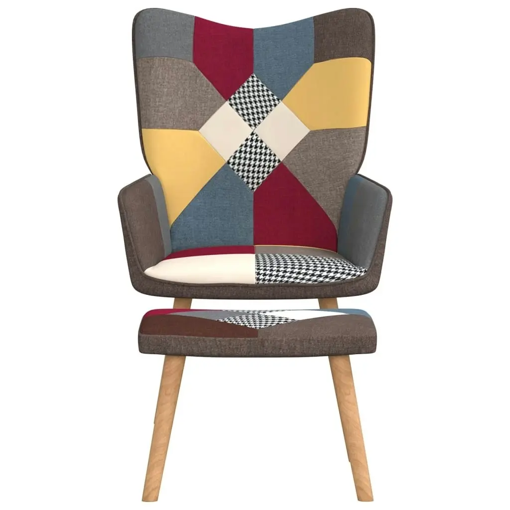 Relaxing Chair with a Stool Patchwork Fabric 328184