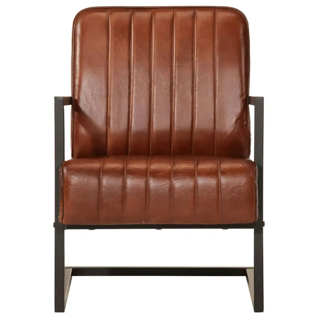 Sofa Chair Brown Real Leather 359637