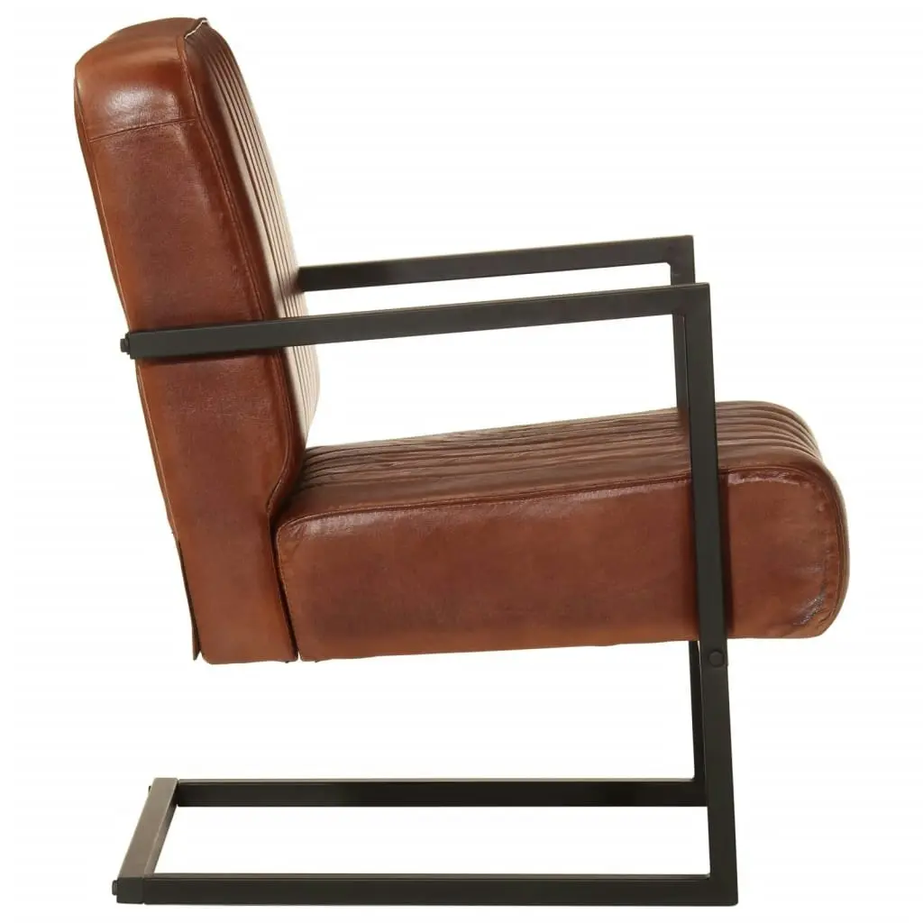 Sofa Chair Brown Real Leather 359637