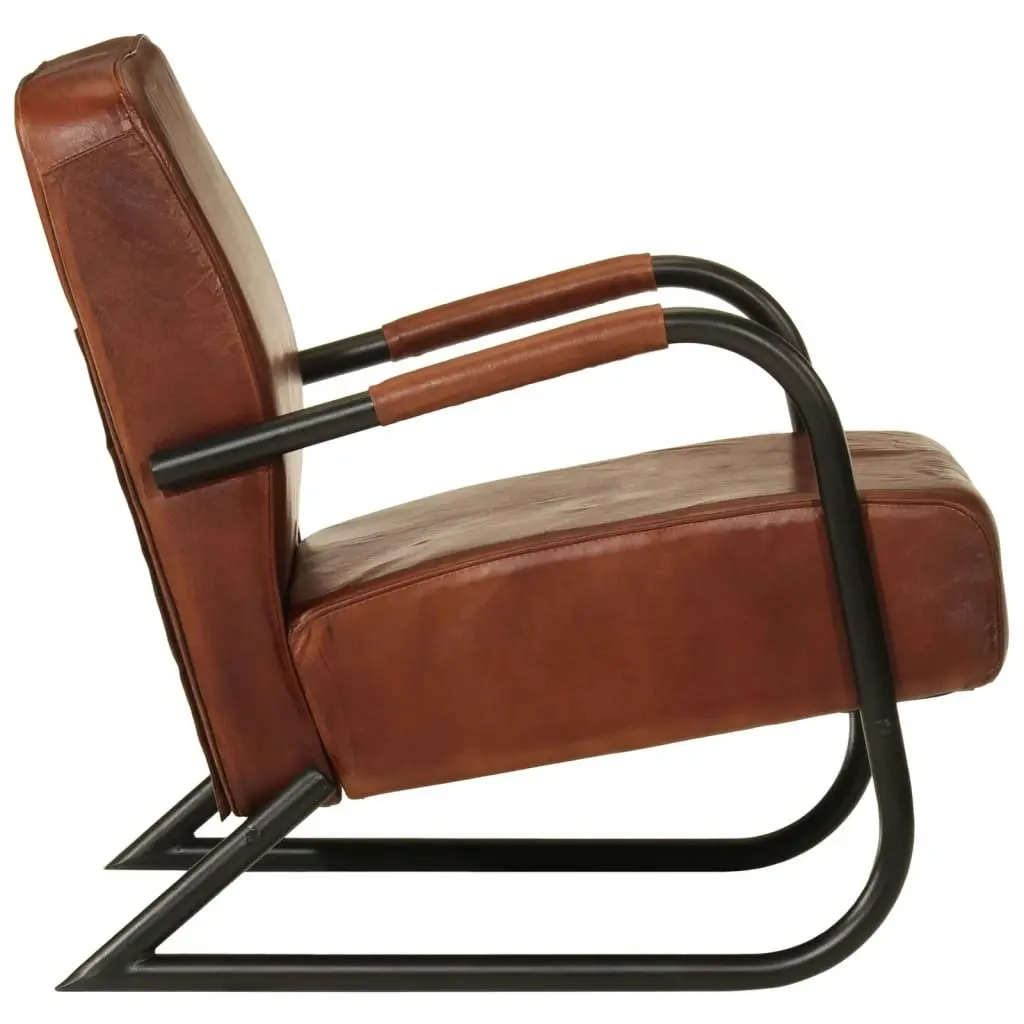 Sofa Chair Brown Real Leather 359631