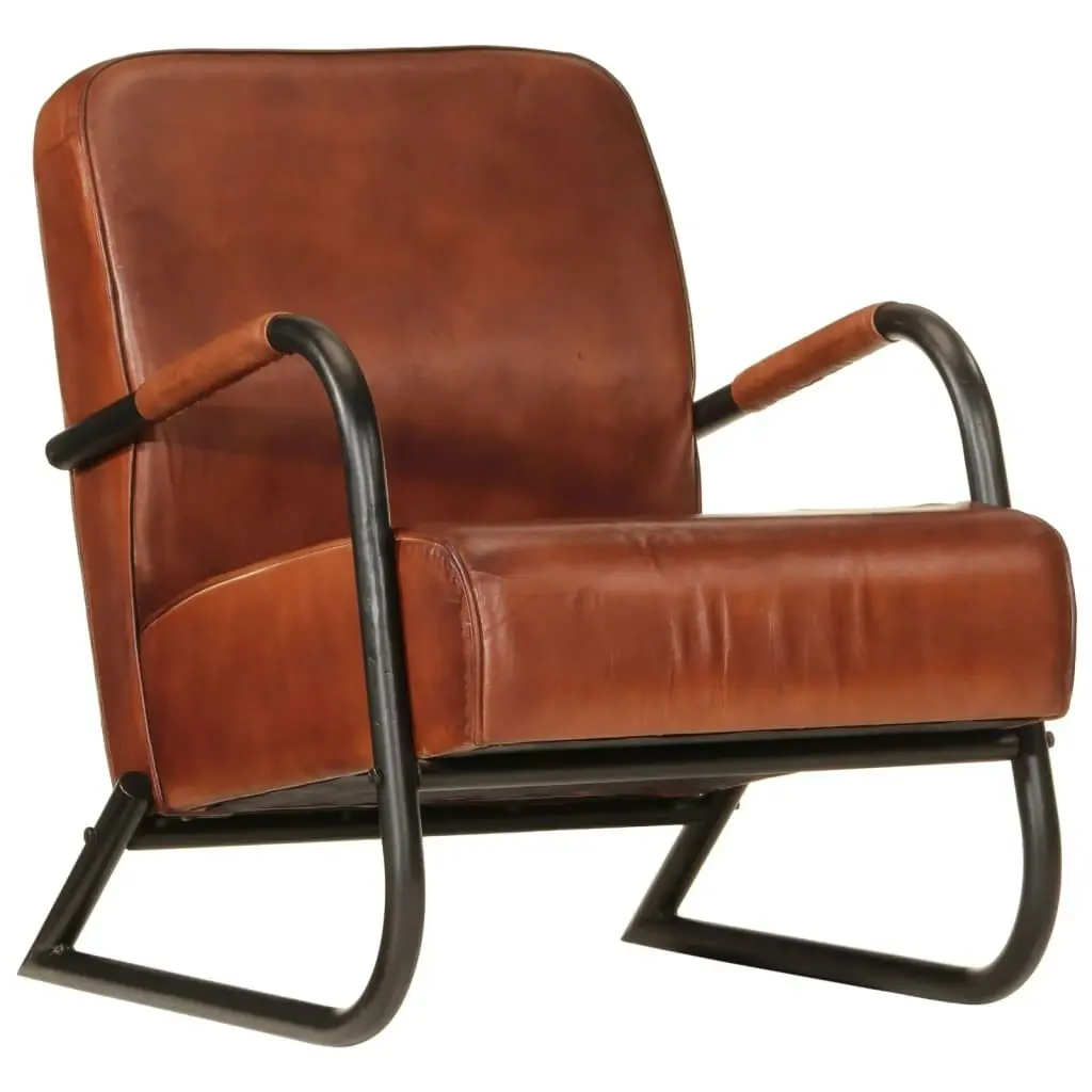 Sofa Chair Brown Real Leather 359631