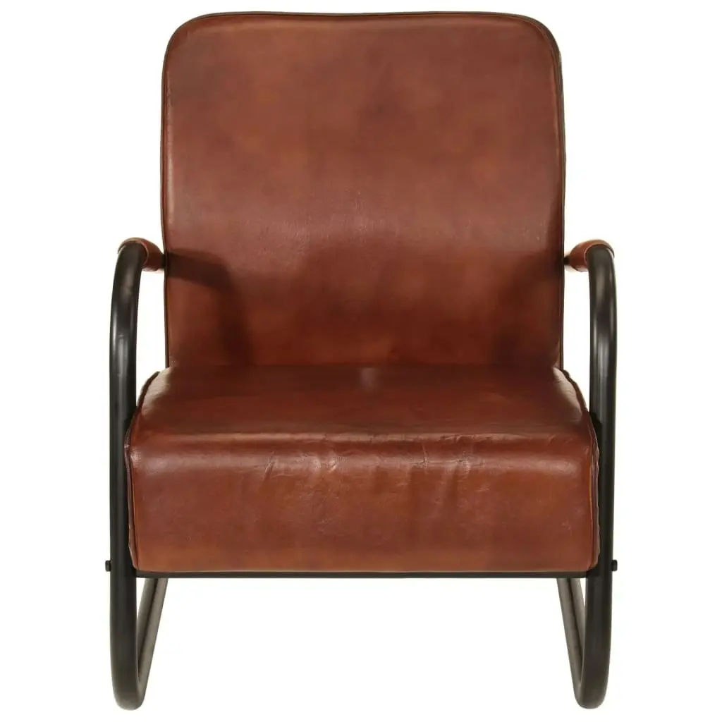 Sofa Chair Brown Real Leather 359631