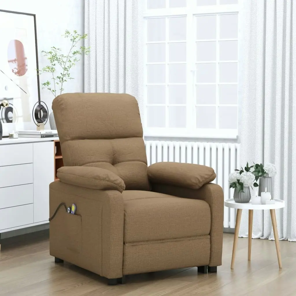 Stand up Massage Chair Brown Fabric 3152167