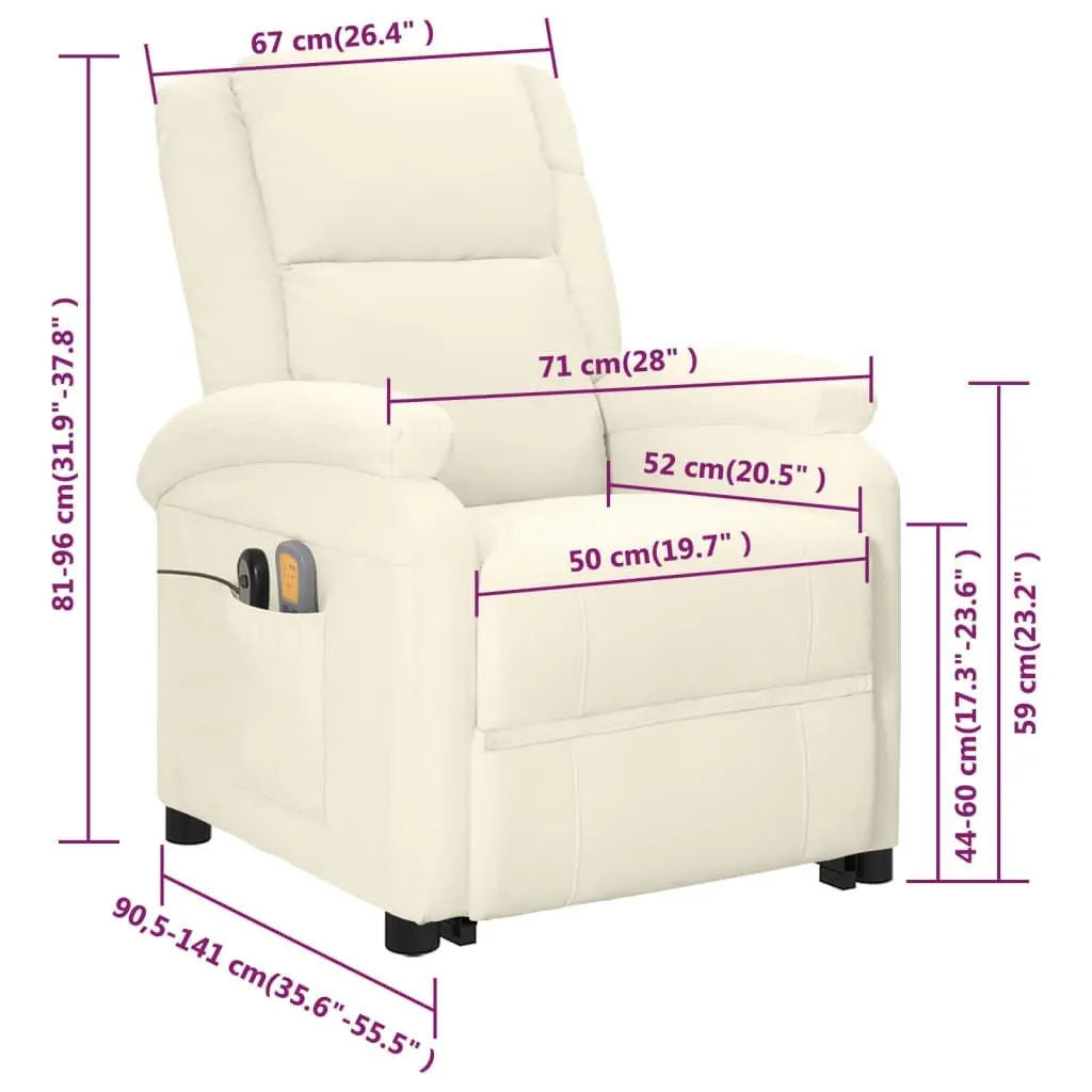 Stand up Massage Chair Cream Faux Leather 3152345