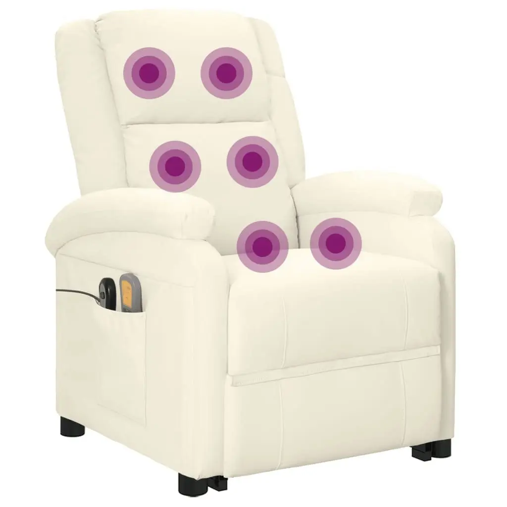 Stand up Massage Chair Cream Faux Leather 3152345