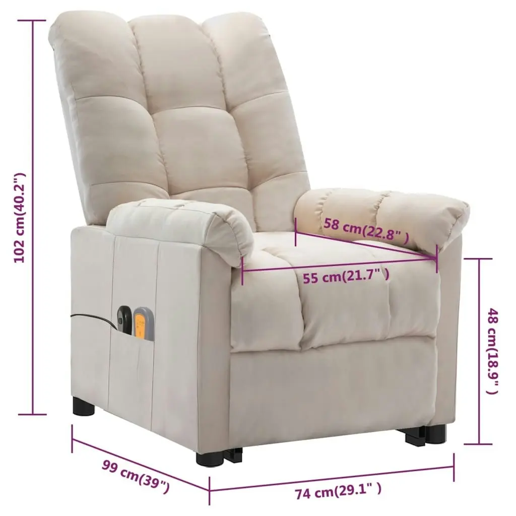 Stand up Massage Chair Cream Fabric 3152272