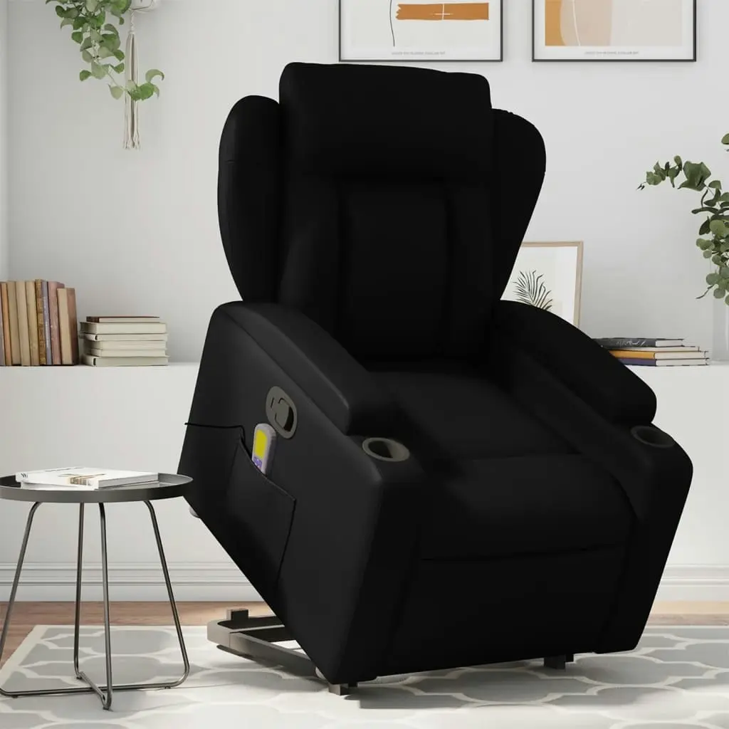 Stand up Massage Recliner Chair Black Faux Leather 3205602