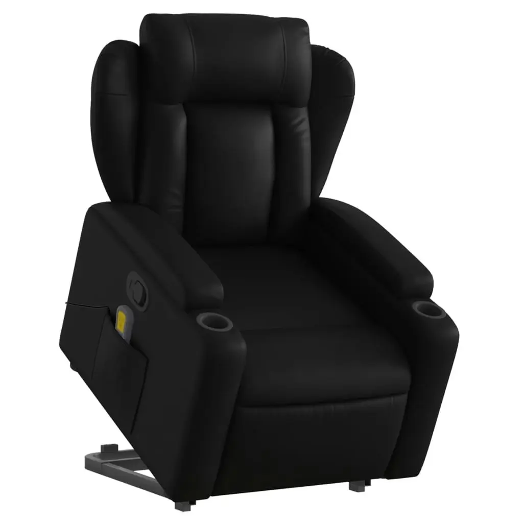 Stand up Massage Recliner Chair Black Faux Leather 3205602