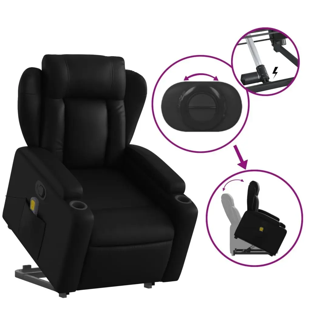 Stand up Massage Recliner Chair Black Faux Leather 3205602