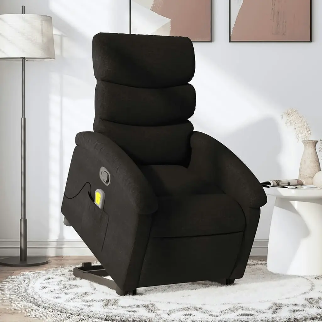 Stand up Massage Recliner Chair Black Fabric 3205372