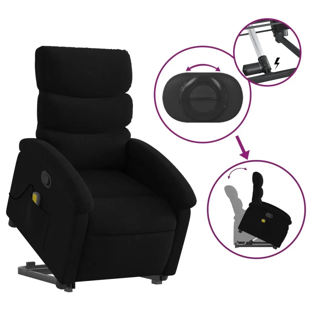 Stand up Massage Recliner Chair Black Fabric 3205372