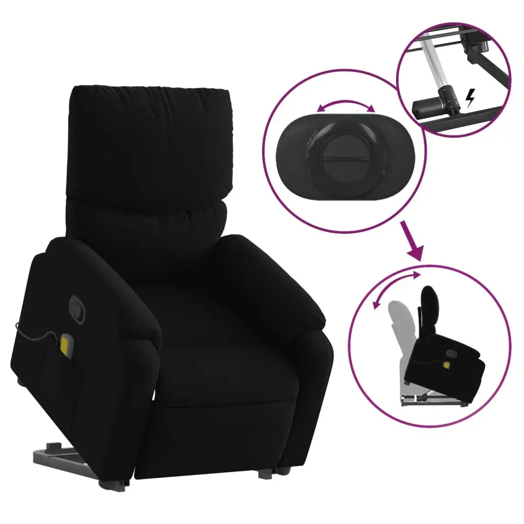 Stand up Massage Recliner Chair Black Fabric 3205702