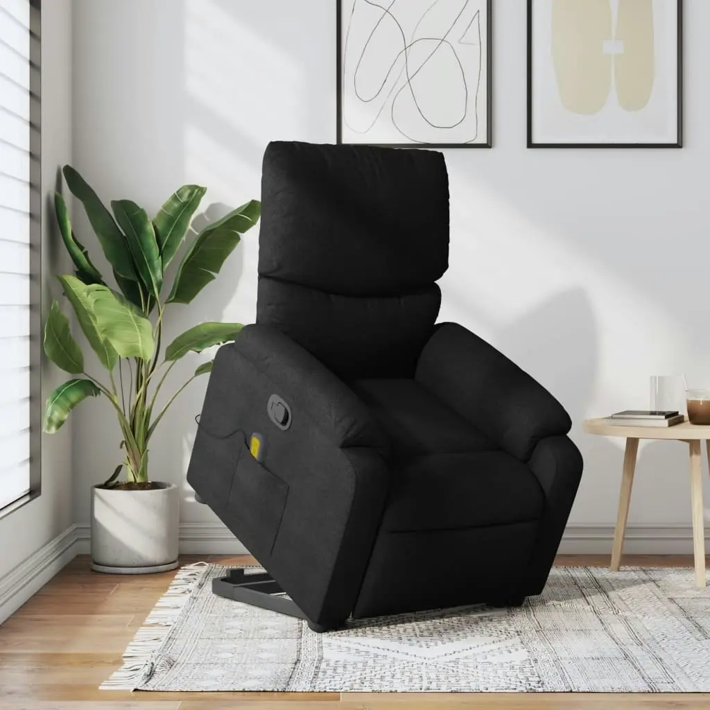 Stand up Massage Recliner Chair Black Fabric 3205702