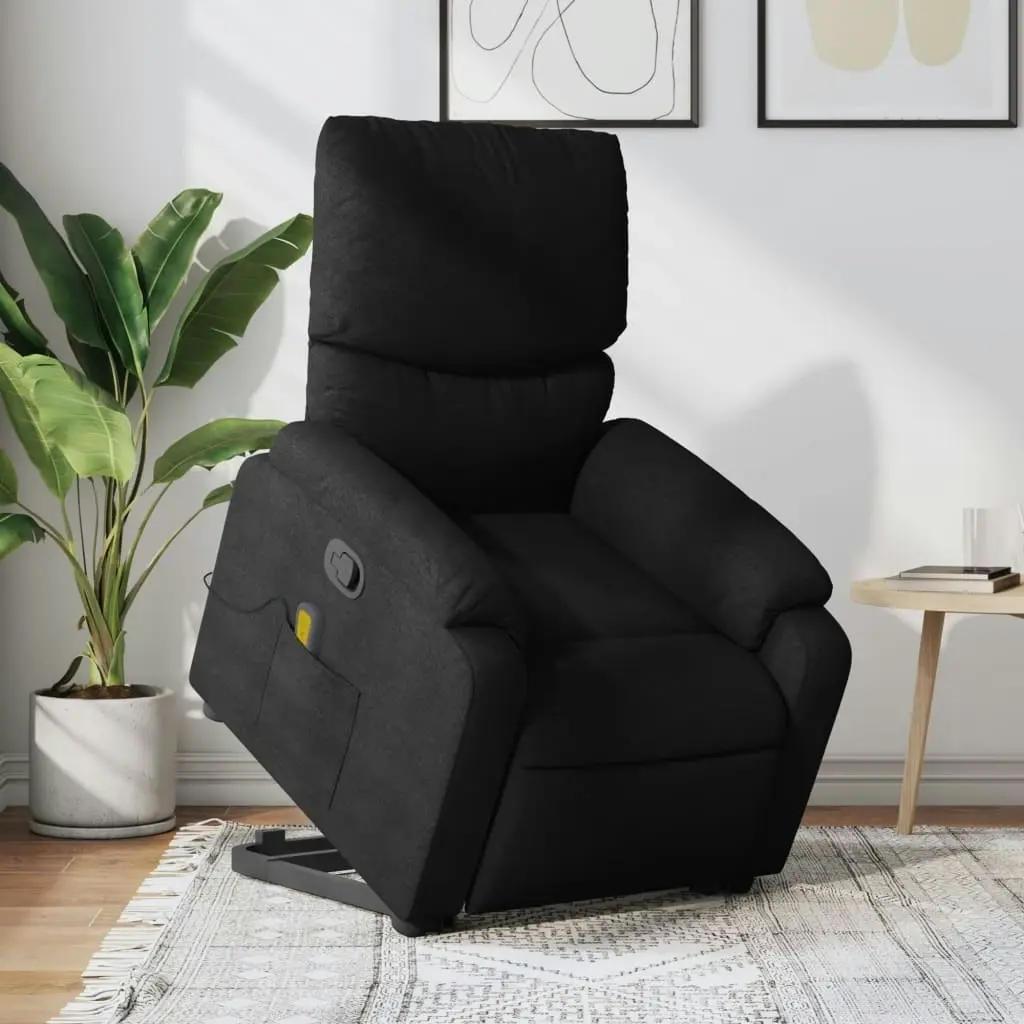 Stand up Massage Recliner Chair Black Fabric 3205702