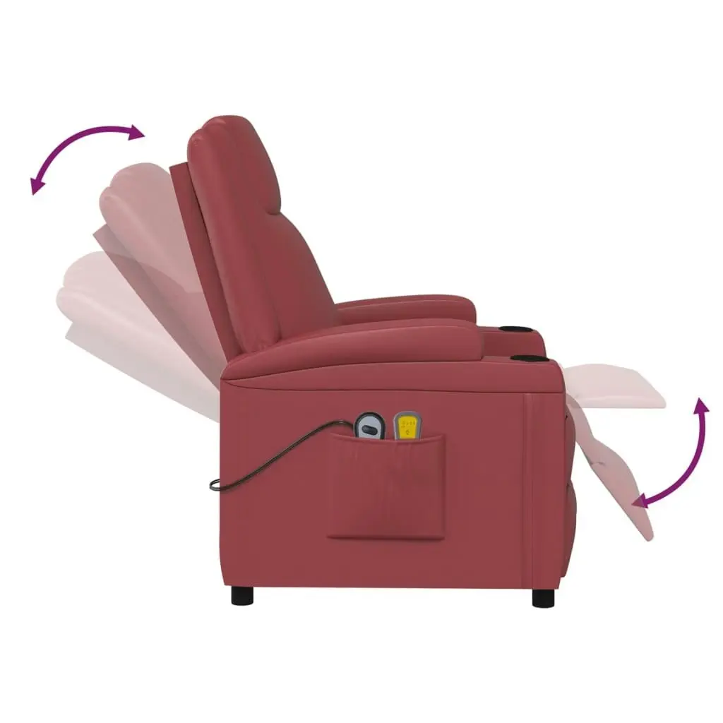 Stand up Massage Chair Wine Red Faux Leather 3152248