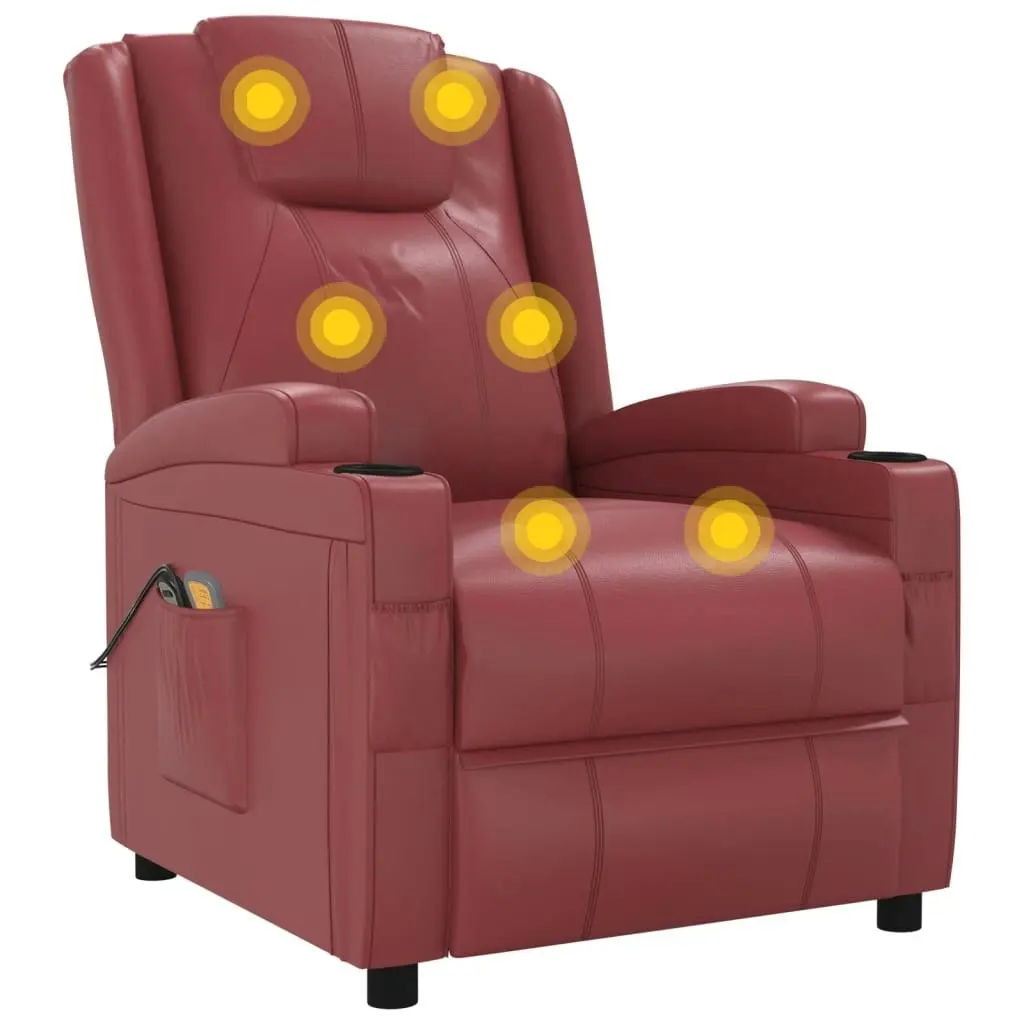 Stand up Massage Chair Wine Red Faux Leather 3152248