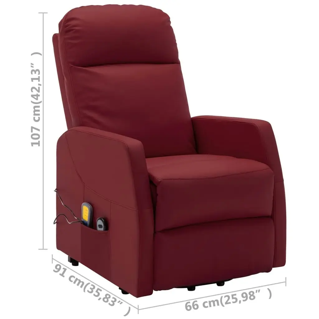 Stand up Massage Chair Wine Red Faux Leather 321377