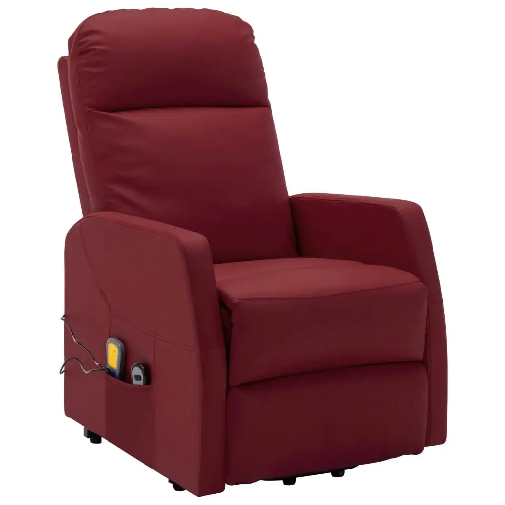 Stand up Massage Chair Wine Red Faux Leather 321377