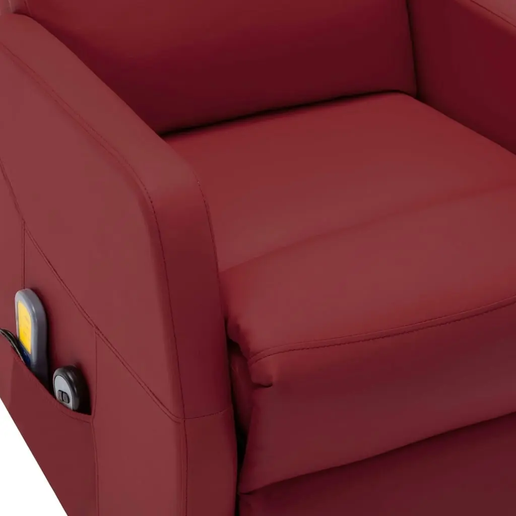 Stand up Massage Chair Wine Red Faux Leather 321377