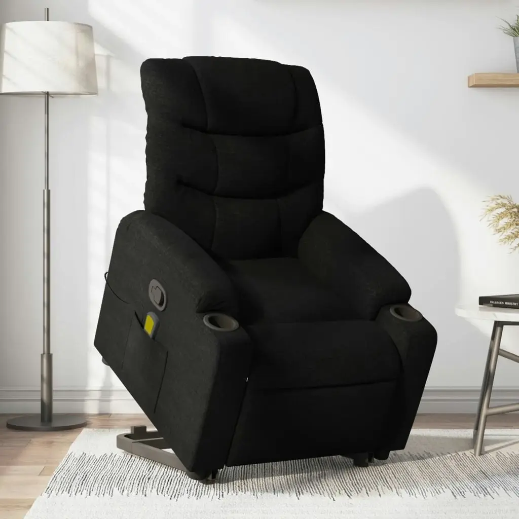 Stand up Massage Recliner Chair Black Fabric 3206859