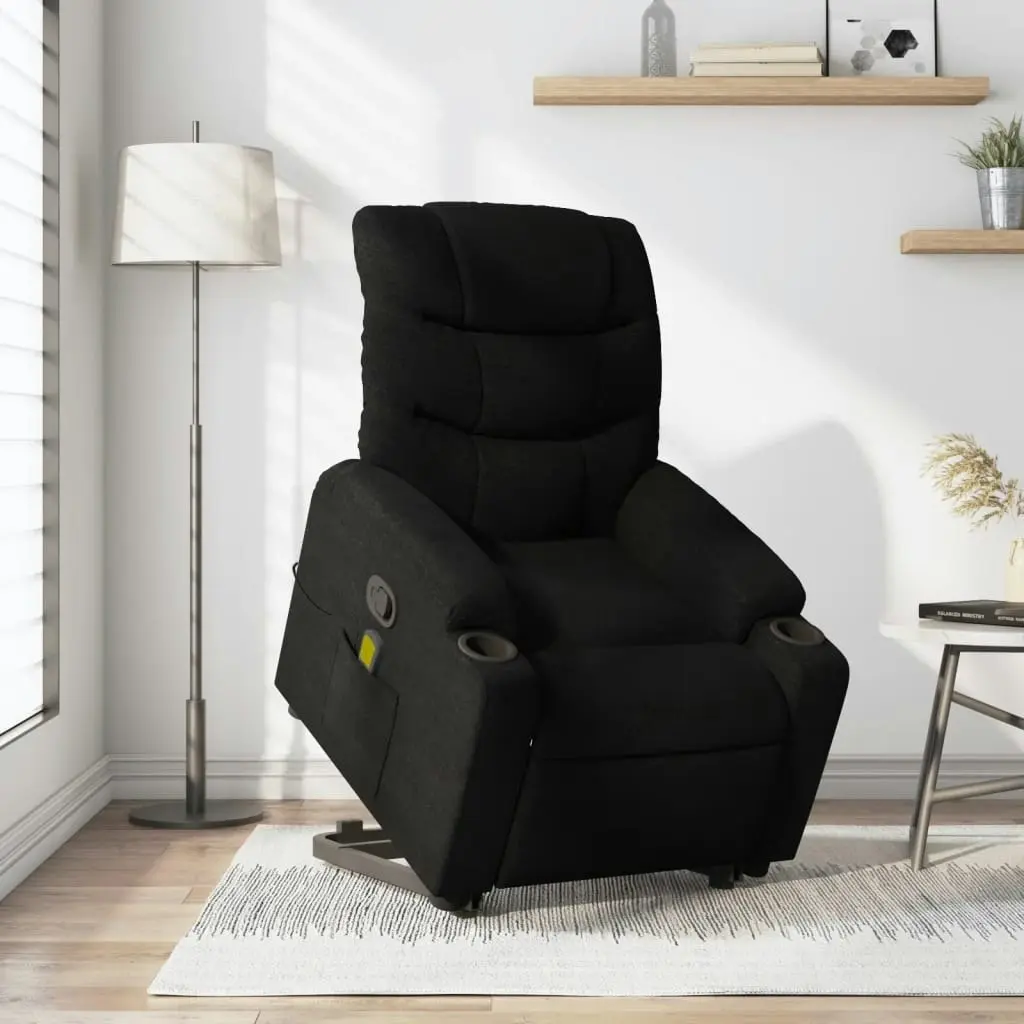 Stand up Massage Recliner Chair Black Fabric 3206859