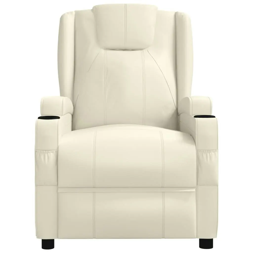 Stand up Massage Chair Cream White Faux Leather 3152245