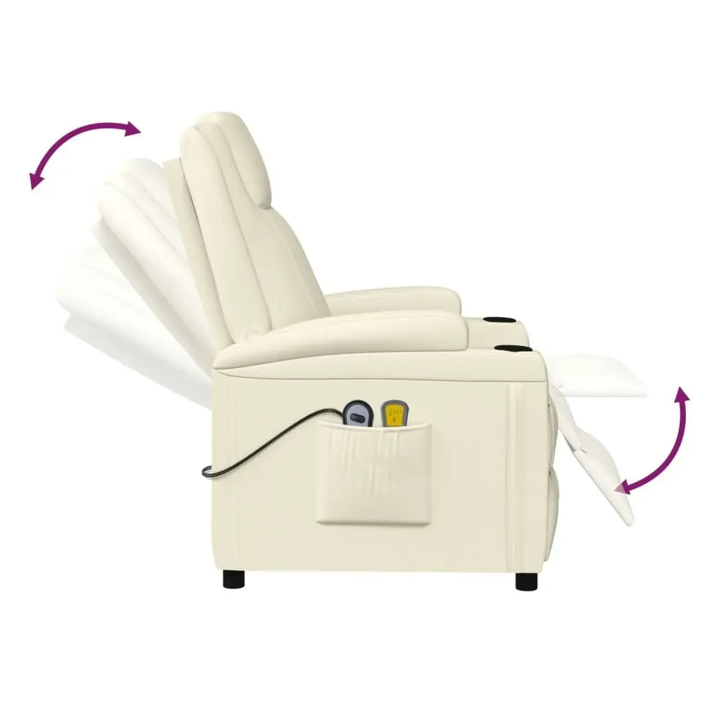 Stand up Massage Chair Cream White Faux Leather 3152245