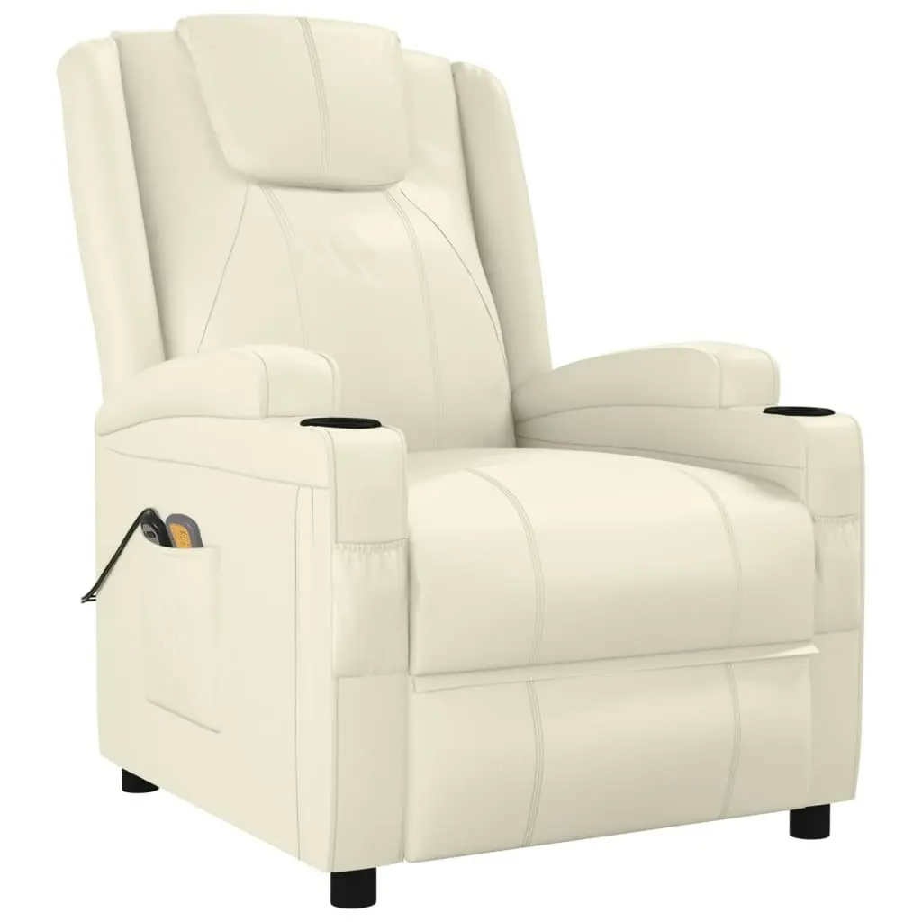 Stand up Massage Chair Cream White Faux Leather 3152245