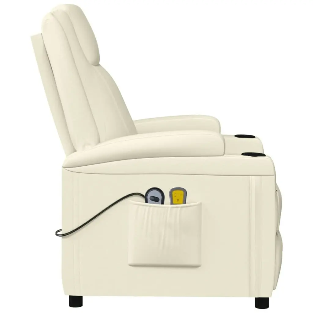 Stand up Massage Chair Cream White Faux Leather 3152245