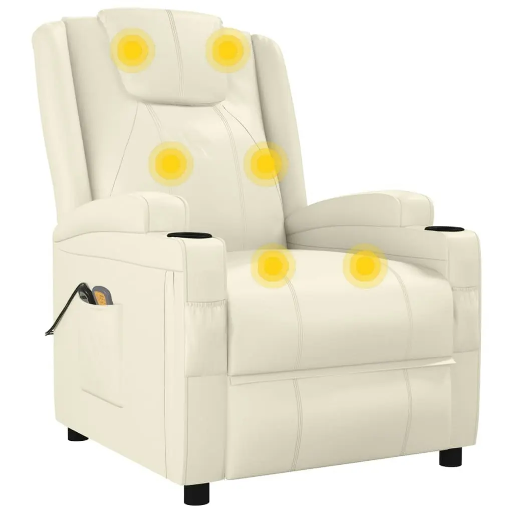 Stand up Massage Chair Cream White Faux Leather 3152245