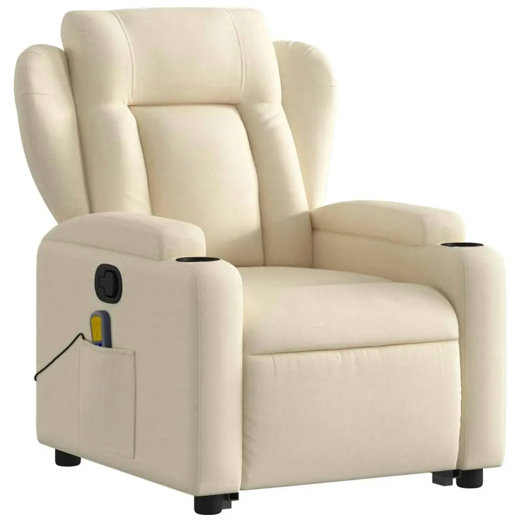 Stand up Massage Recliner Chair Cream Fabric 3205587