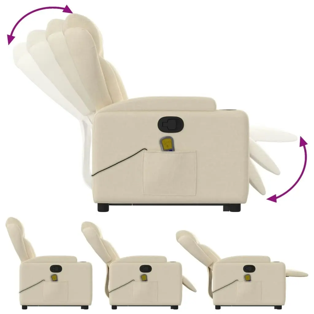 Stand up Massage Recliner Chair Cream Fabric 3205587