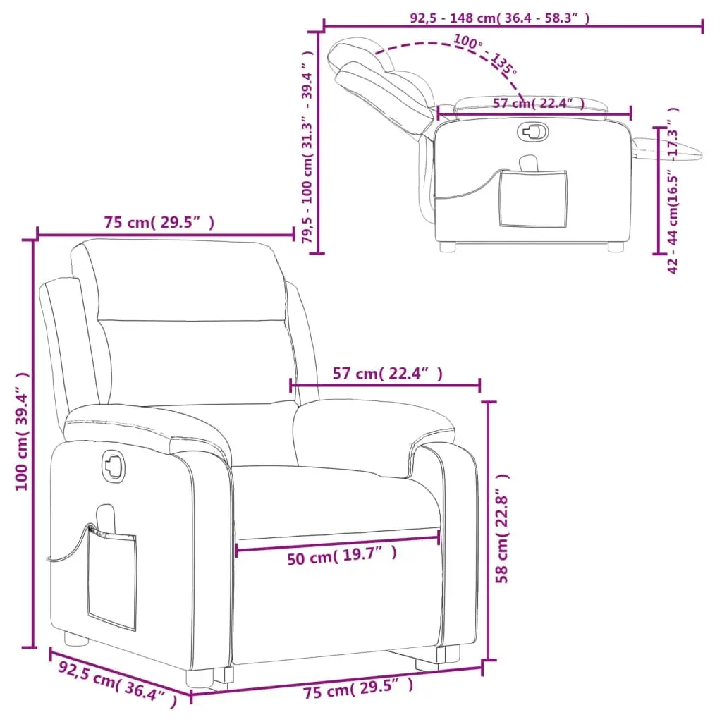 Stand up Massage Recliner Chair Black Faux Leather 3205748