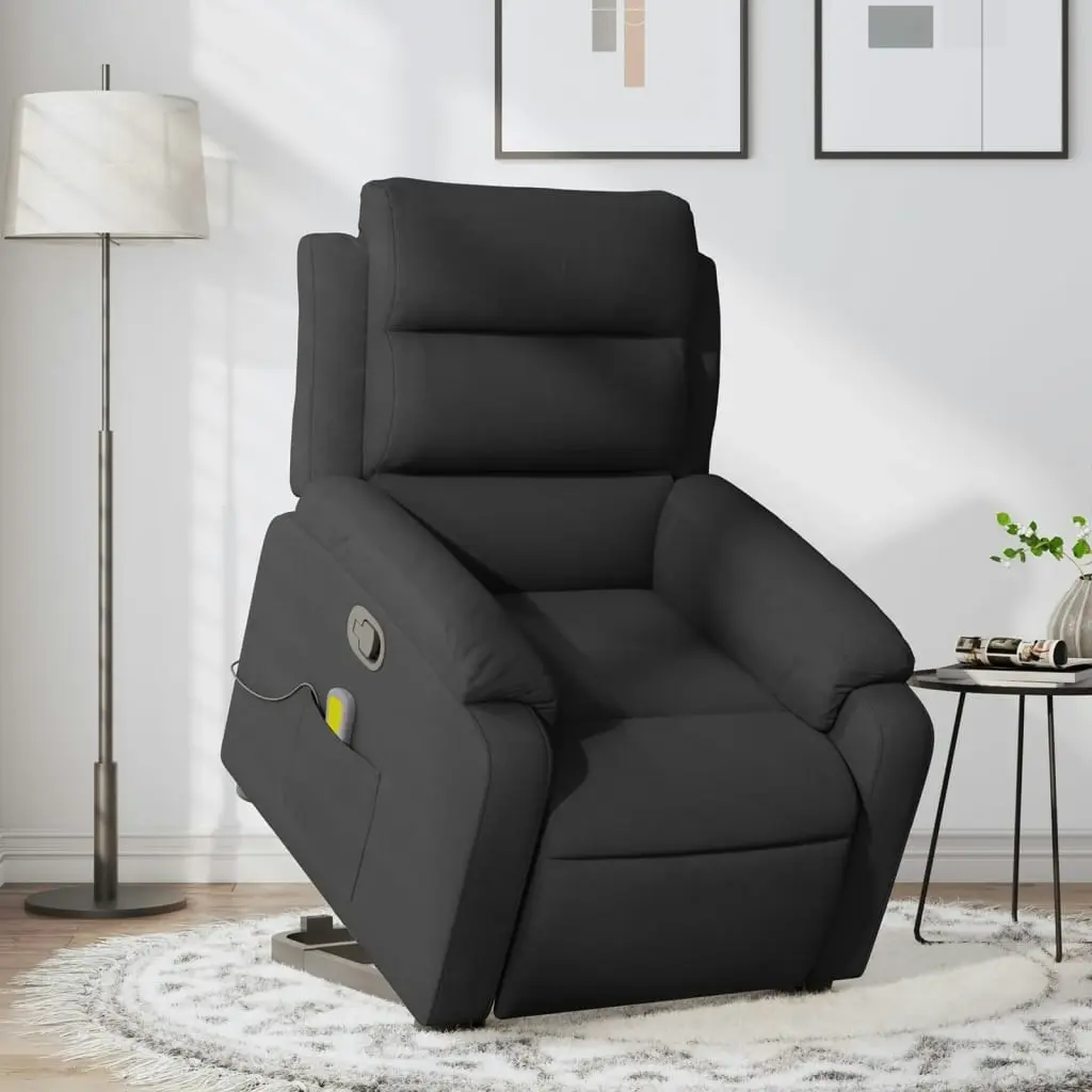 Stand up Massage Recliner Chair Black Faux Leather 3205748