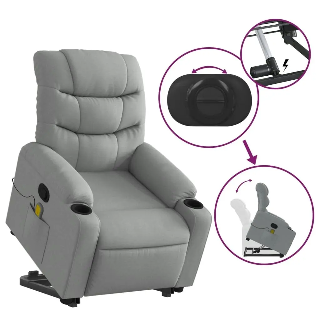 Stand up Massage Recliner Chair Light Grey Fabric 3206857