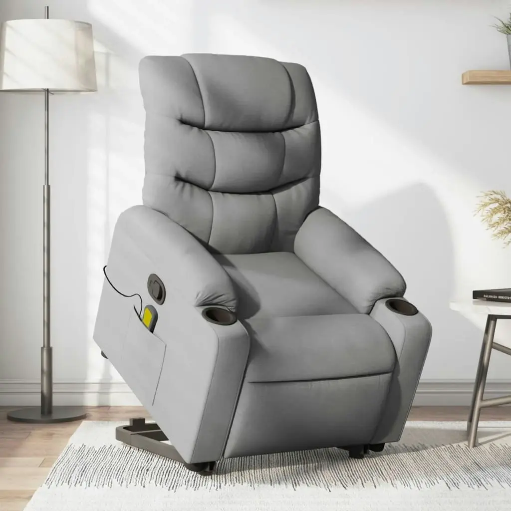 Stand up Massage Recliner Chair Light Grey Fabric 3206857