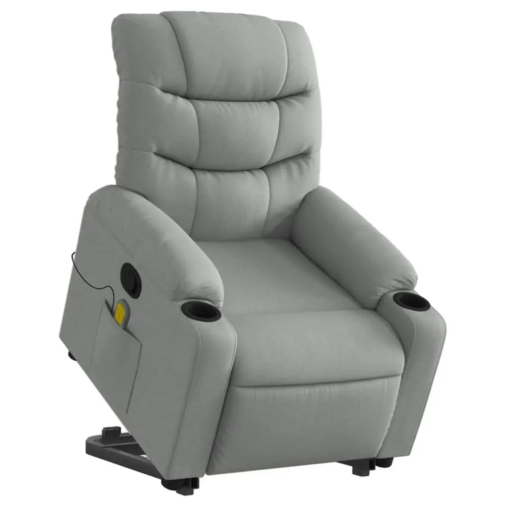 Stand up Massage Recliner Chair Light Grey Fabric 3206857