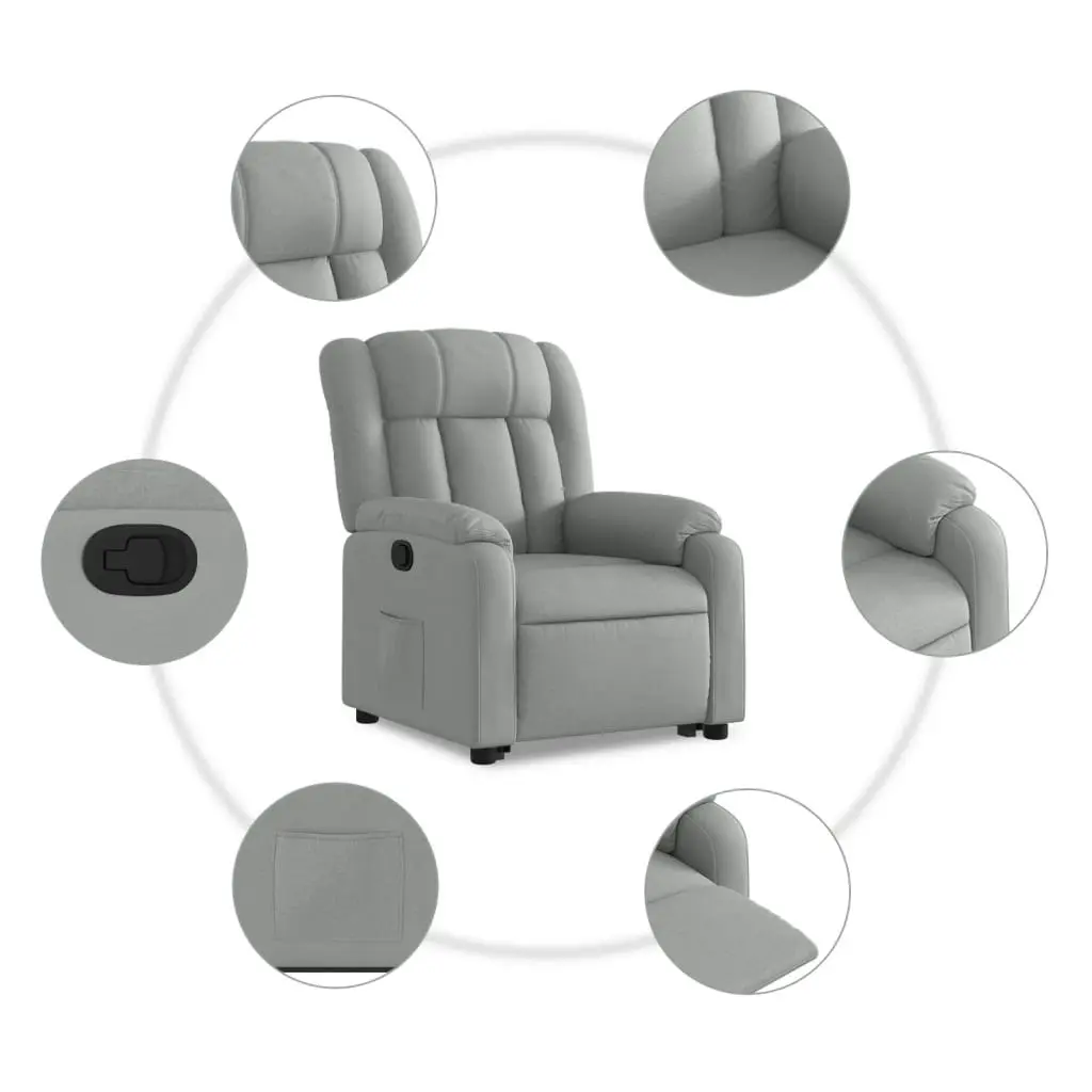 Stand up Massage Recliner Chair Light Grey Fabric 3205792