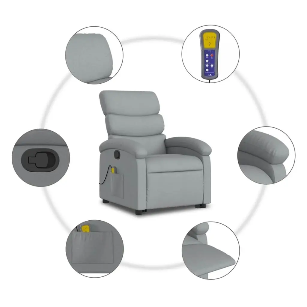 Stand up Massage Recliner Chair Light Grey Fabric 3205370