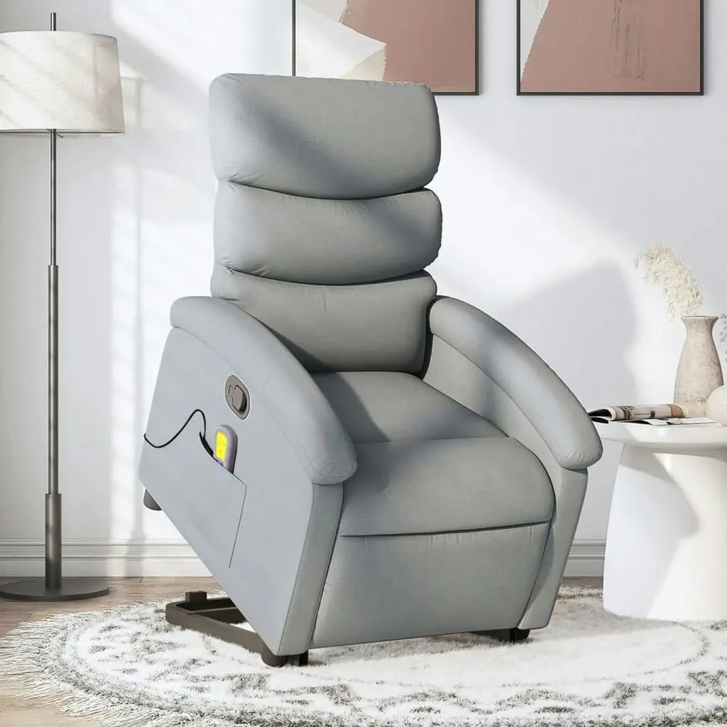 Stand up Massage Recliner Chair Light Grey Fabric 3205370