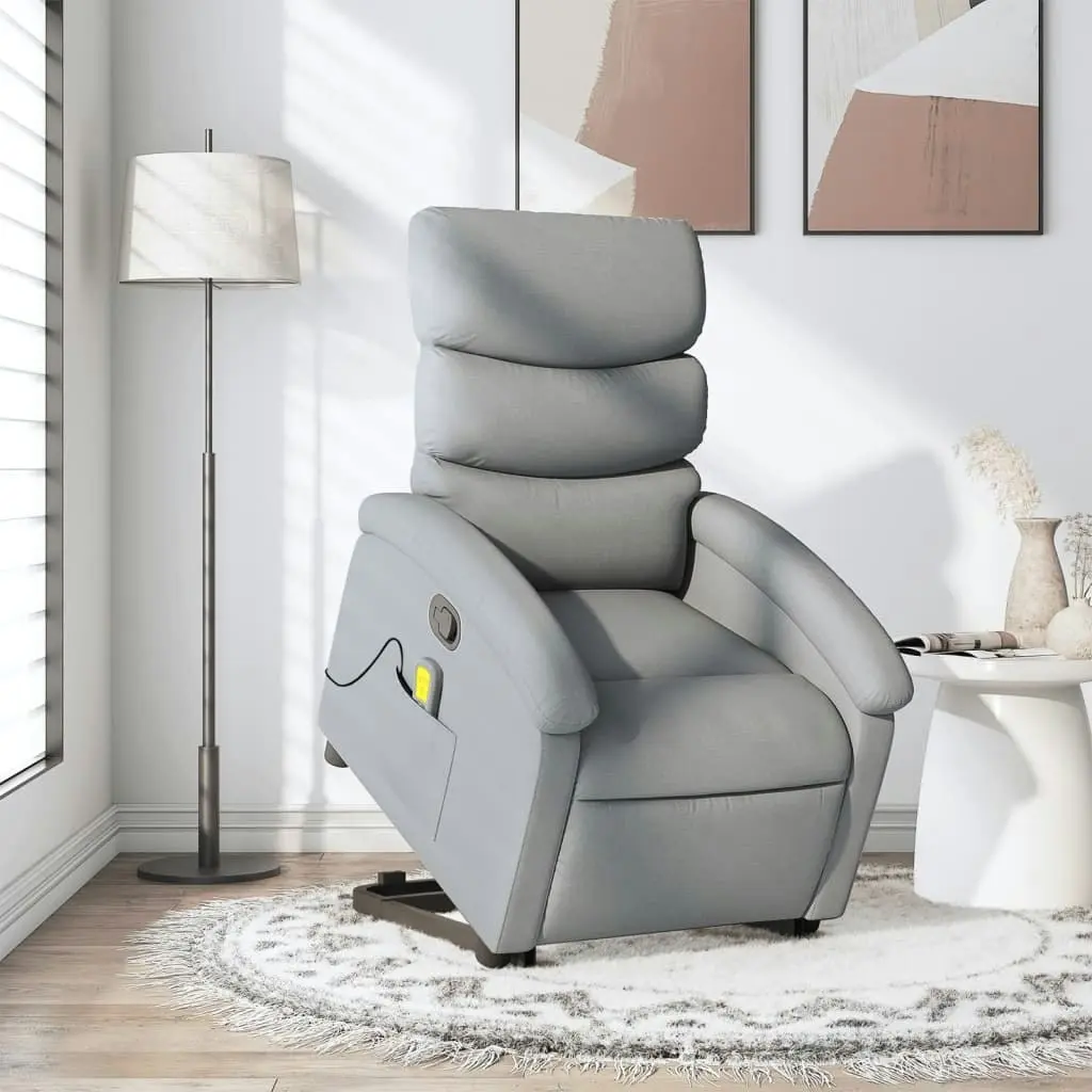 Stand up Massage Recliner Chair Light Grey Fabric 3205370