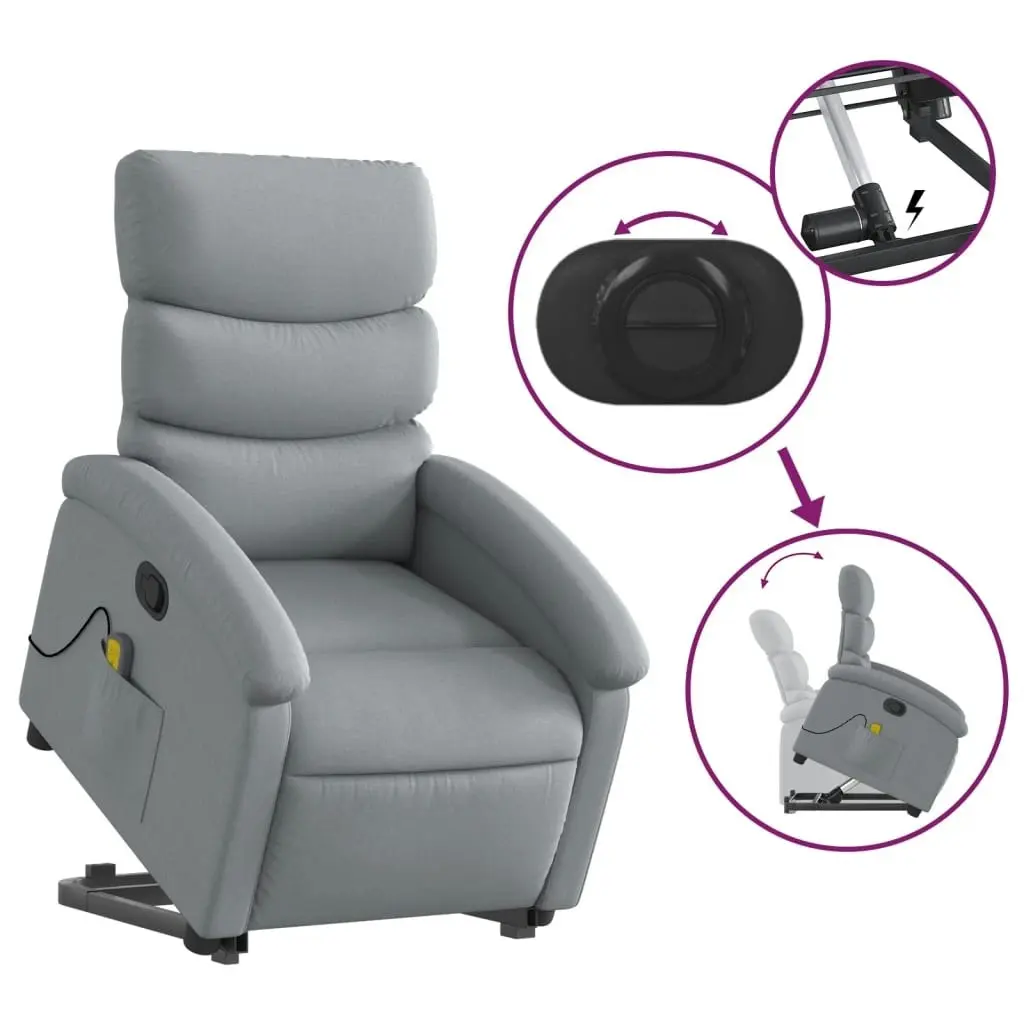 Stand up Massage Recliner Chair Light Grey Fabric 3205370