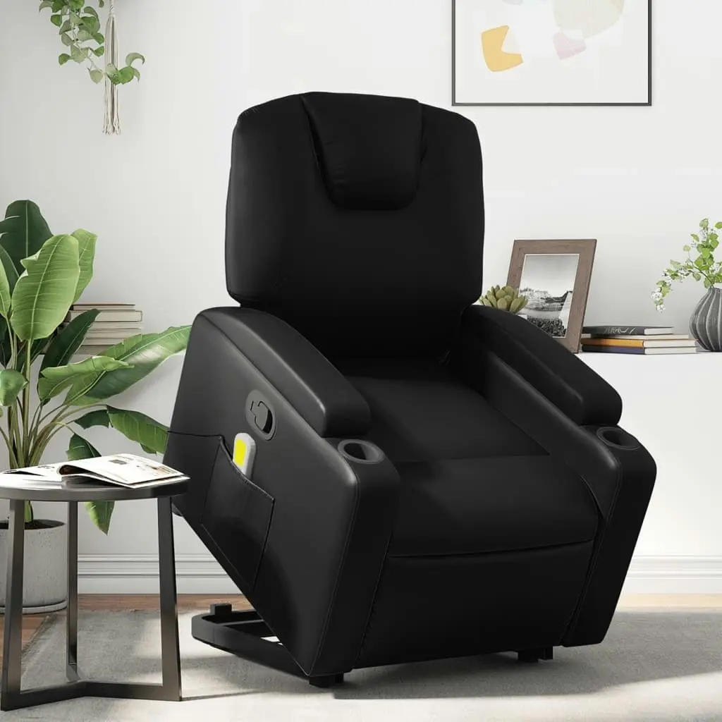 Stand up Massage Recliner Chair Black Faux Leather 3205555